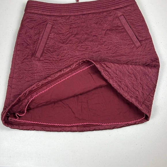 Maeve X Anthropologie Beatrice Burgundy Floral Quilted Mini Skirt, Sz. 10 - Picture 13 of 15